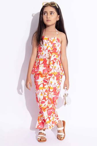 New designer printed kids girl's kurta and trouser set