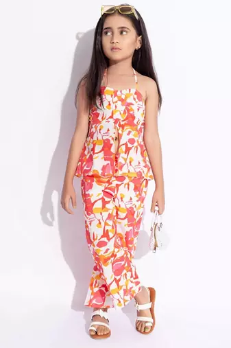 New designer printed kids girl's kurta and trouser set