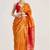 orange premium art silk patola saree with traditional weaving design
