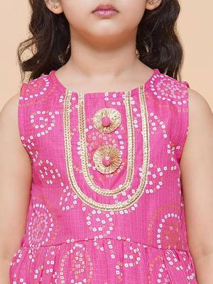 pink rayon girls sharara set with printed design 3