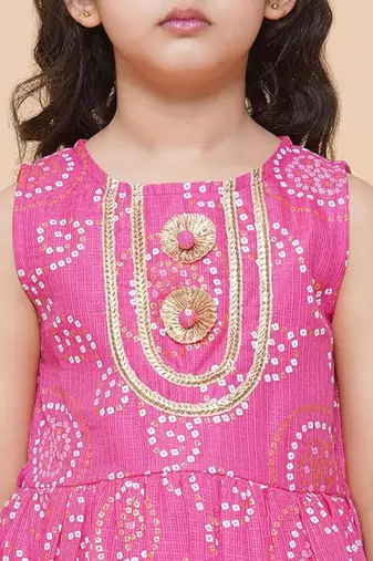 pink rayon girls sharara set with printed design