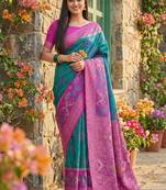 sky blue pochampalli silk saree – soft & elegant traditional indian wear