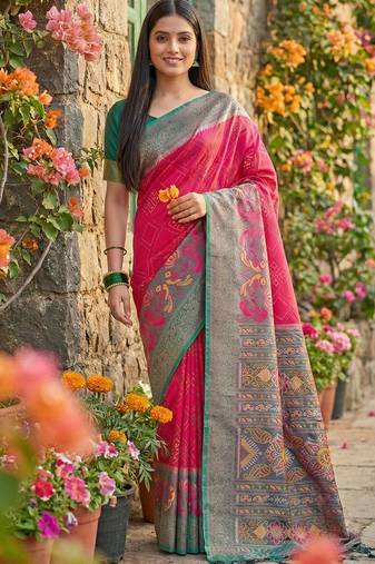 pink pochampalli silk saree     soft & elegant traditional indian wear