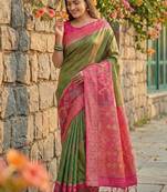 mehendi pochampalli silk saree – soft & elegant traditional indian wear