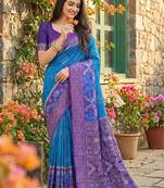 blue  pochampalli silk saree – soft & elegant traditional indian wear