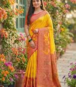  yellow pochampalli silk saree – soft & elegant traditional indian wear