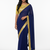 Navy blue sequenced lace georgette saree with blouse piece.