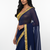 Navy blue sequenced lace georgette saree with blouse piece.