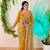 Yellow Color Real Mirror Work Lace Satin Silk Saree