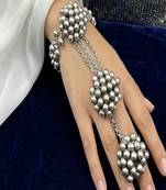 Oxidized silver hath phool hand harness 