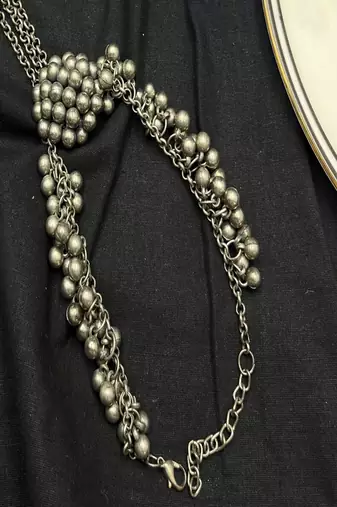 Oxidized silver hath phool hand harness 