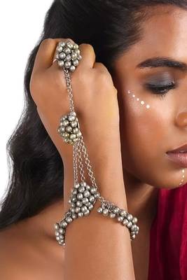 Oxidized silver hath phool hand harness  3