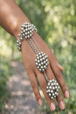 Oxidized silver hath phool hand harness  4