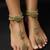 Oxidized gold barefoot sandals anklet with toe ring 