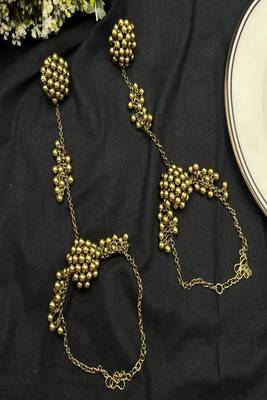 Oxidized gold barefoot sandals anklet with toe ring  2