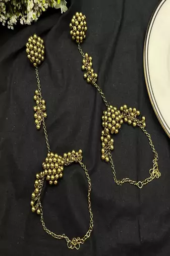 Oxidized gold barefoot sandals anklet with toe ring 