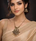 Oxidized elephant necklace set 