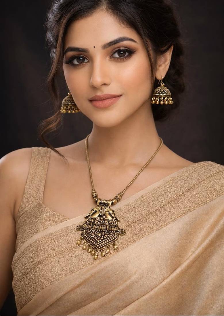 Oxidized elephant necklace set 