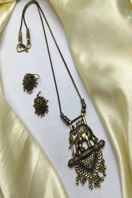 Oxidized elephant necklace set  2