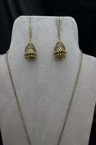 Oxidized elephant necklace set 