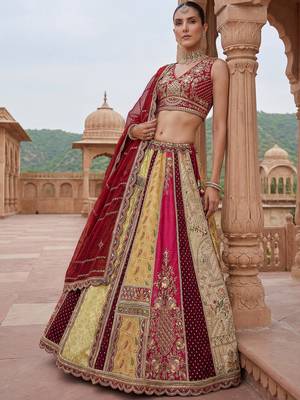 Elegant Multi Color Patch Work Silk Traditional Lehenga Choli With Dupatta 3