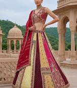 Elegant Multi Color Patch Work Silk Traditional Lehenga Choli With Dupatta