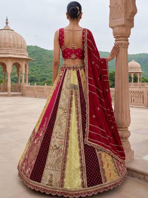 Elegant Multi Color Patch Work Silk Traditional Lehenga Choli With Dupatta 4