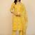 Women's mustard floral print pure cotton straight fit kurta set with bottom and dupatta (3-piece set)