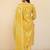 Women's mustard floral print pure cotton straight fit kurta set with bottom and dupatta (3-piece set)