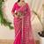 Rani Pink Color Real Mirror Work Lace Satin Silk Saree