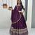 Wine Chinon Silk  Fabric Sequins & Thread Embroidered Lehenga Choli Set with Matching Dupatta