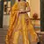 Grand Mustard Yellow Sequins Embroidery Banarasi Silk Haldi Wear Lehenga Choli