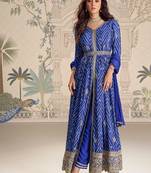 Designer chinon silk embroidered work wedding anarkali suit
