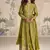 Designer chinon silk embroidered work wedding anarkali suit