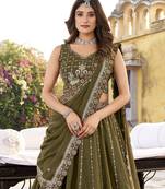 Mahendi  Star Georgette Fabric Sequins & Thread Embroidered Lehenga Choli Set with Matching Dupatta