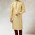 Yellow art silk straight kurta for men