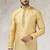 Yellow art silk straight kurta for men