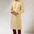 Yellow art silk straight kurta for men