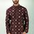 Brown art silk straight kurta for men