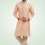 Peach jacquard straight kurta for men