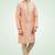 Peach jacquard straight kurta for men