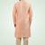 Peach jacquard straight kurta for men