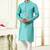 Green jacquard straight kurta for men