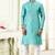 Green jacquard straight kurta for men