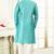 Green jacquard straight kurta for men