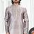 Grey art silk straight kurta for men