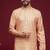 Peach art silk straight kurta for men