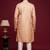 Peach art silk straight kurta for men