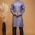 Blue art silk straight kurta for men