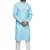 Blue cotton straight kurta for men